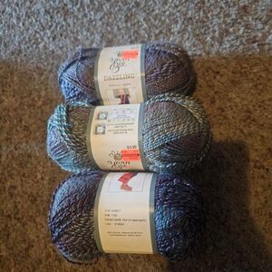 Yarn Bee Dazzling Hint of Jasmine (#42) Blue and purple yarn bundle 3 skeins